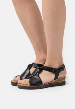 Gabor Comfort Wedge Sandals - Black